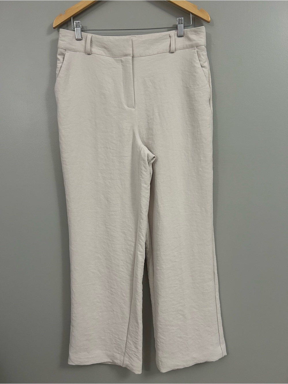 Dynamite Cream Wide-Leg Trousers Crinkle Size 10